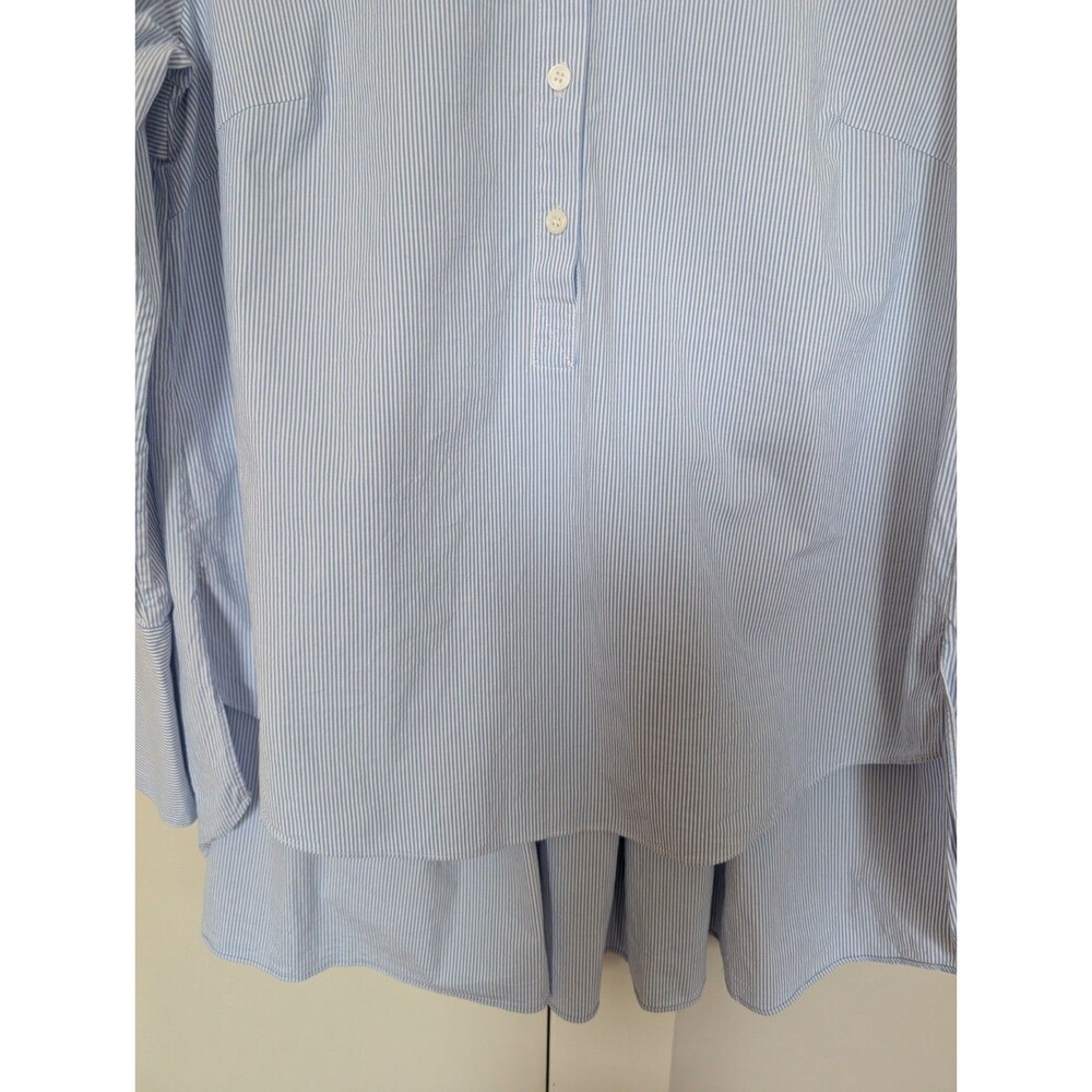 Veronica Beard Greer Stretch Cotton Blue White Striped Blouse Long Sleeve Sz 12 - Picture 5 of 10